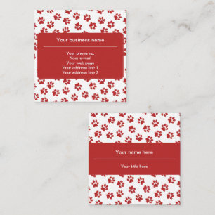 Pattern Of Paws, Dog Paws, Cat Paws, Red Paws Square Business Card