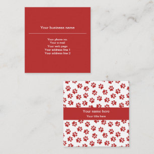 Pattern Of Paws, Dog Paws, Cat Paws, Red Paws Square Business Card