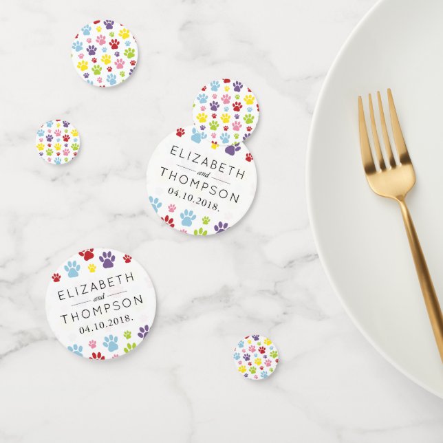 Pattern Of Paws, Dog Paws, Colourful Paws, Wedding Confetti (Group)