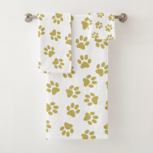 Pattern Of Paws, Dog Paws, Golden Paws Bath Towel Set
