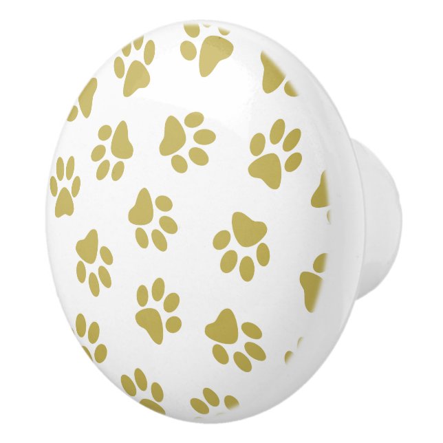 Pattern Of Paws, Dog Paws, Golden Paws Ceramic Knob (Right)