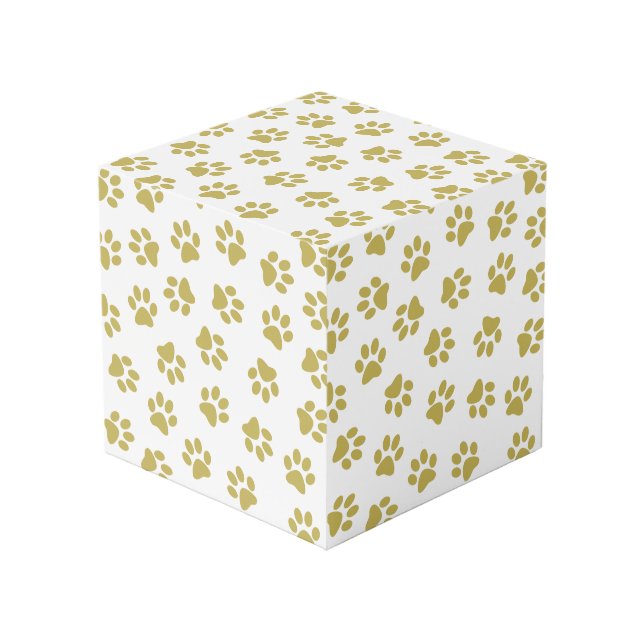 Pattern Of Paws, Dog Paws, Golden Paws Cube (Front Angled)