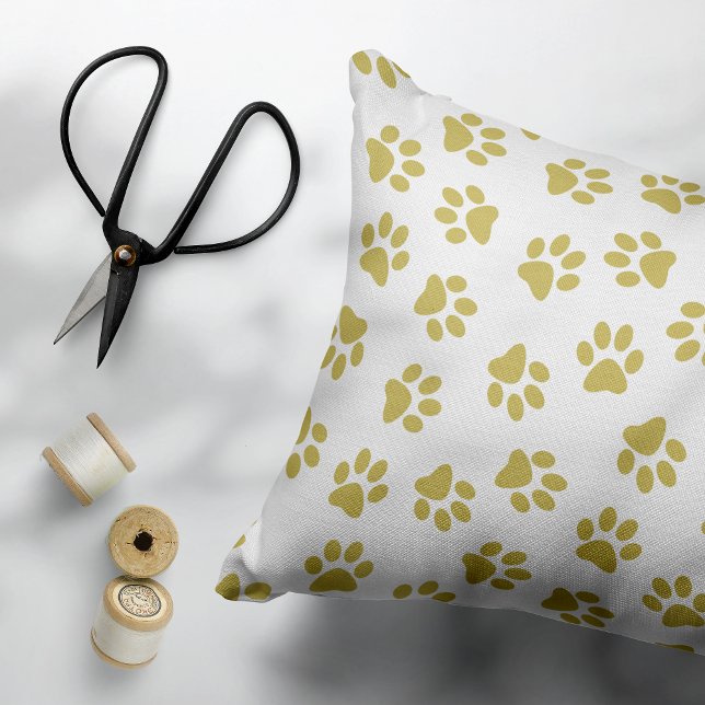 Pattern Of Paws, Dog Paws, Golden Paws Decorative Cushion (Creator Uploaded)