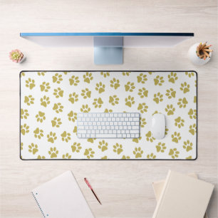 Pattern Of Paws, Dog Paws, Golden Paws Desk Mat