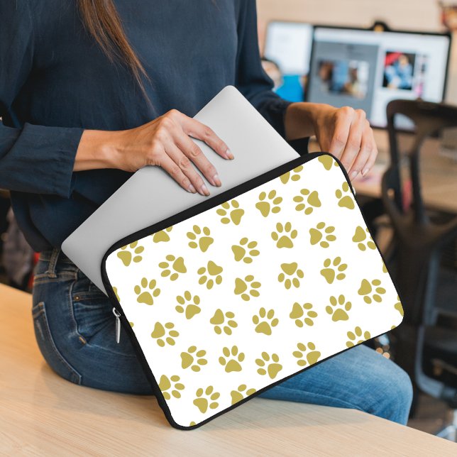 Pattern Of Paws, Dog Paws, Golden Paws Laptop Sleeve (Creator Uploaded)