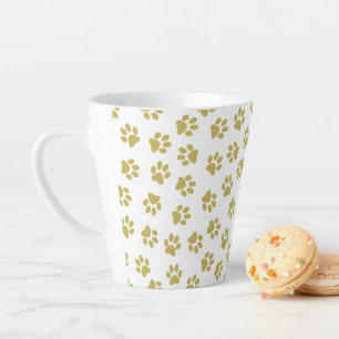 Pattern Of Paws, Dog Paws, Golden Paws Latte Mug
