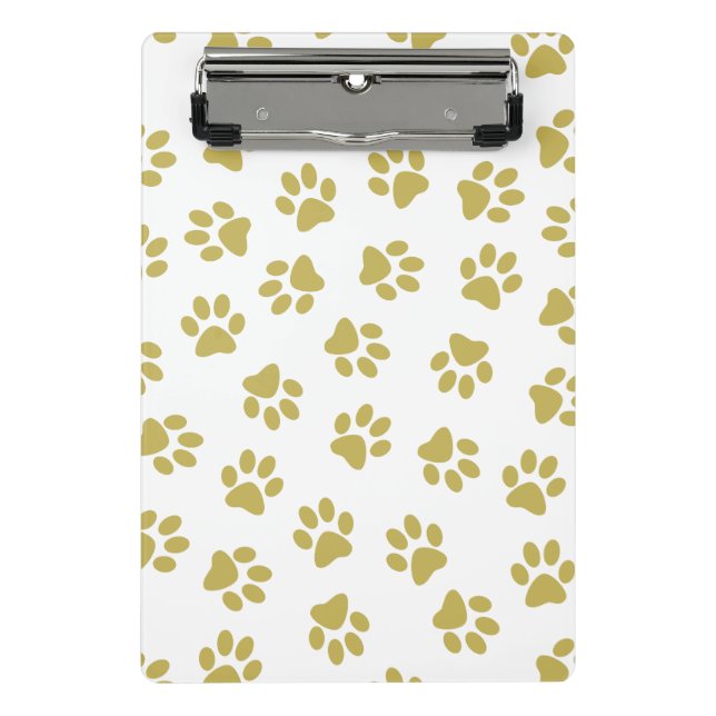 Pattern Of Paws, Dog Paws, Golden Paws Mini Clipboard (Front)