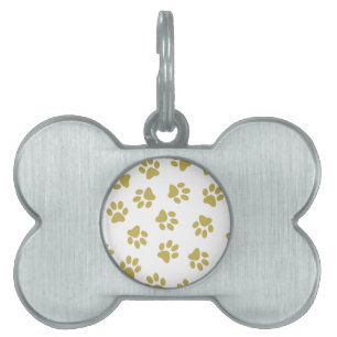 Pattern Of Paws, Dog Paws, Golden Paws Pet ID Tag