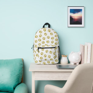 Pattern Of Paws, Dog Paws, Golden Paws Printed Backpack