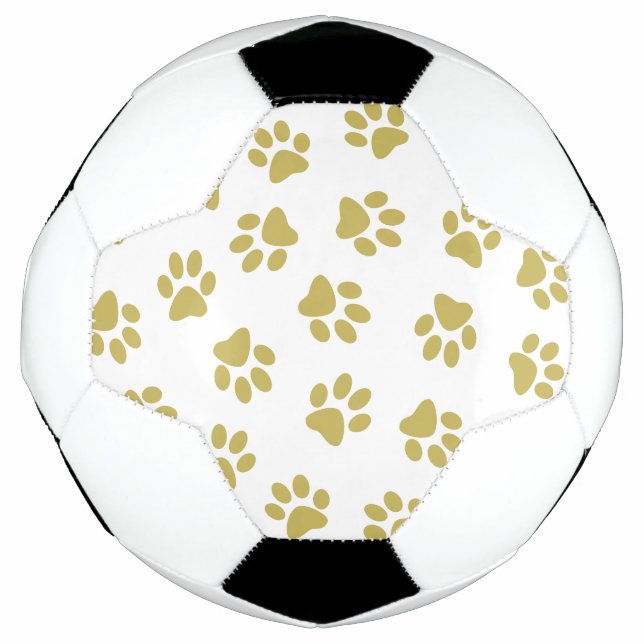 Pattern Of Paws, Dog Paws, Golden Paws Soccer Ball (Front)