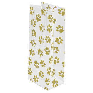 Pattern Of Paws, Dog Paws, Golden Paws Wine Gift Bag