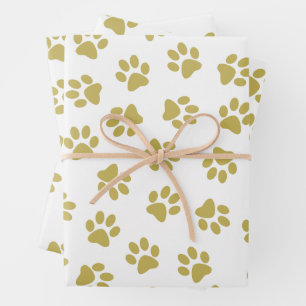 Pattern Of Paws, Dog Paws, Golden Paws Wrapping Paper Sheet
