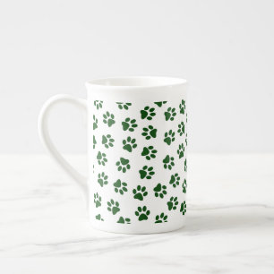 Pattern Of Paws, Dog Paws, Green Paws Bone China Mug