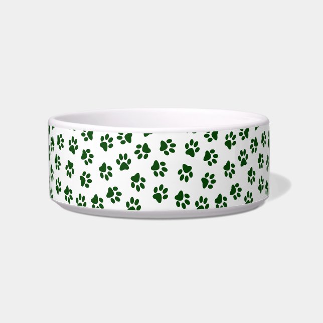 Pattern Of Paws, Dog Paws, Green Paws Bowl (Front)
