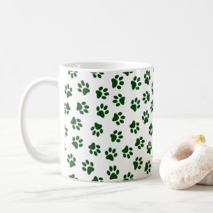 Pattern Of Paws, Dog Paws, Green Paws Coffee Mug