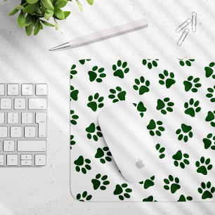 Pattern Of Paws, Dog Paws, Green Paws Mouse Pad