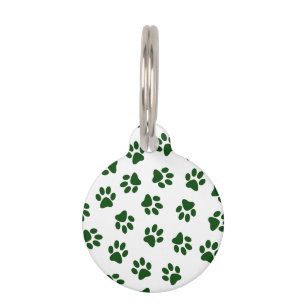 Pattern Of Paws, Dog Paws, Green Paws Pet Tag