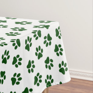 Pattern Of Paws, Dog Paws, Green Paws Tablecloth