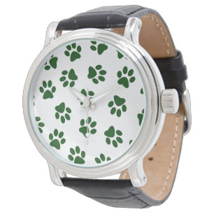 Pattern Of Paws, Dog Paws, Green Paws Watch