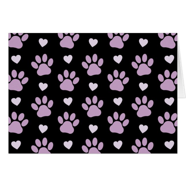 Pattern Of Paws, Dog Paws, Lilac Paws, Hearts (Front Horizontal)