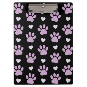 Pattern Of Paws, Dog Paws, Lilac Paws, Hearts Clipboard