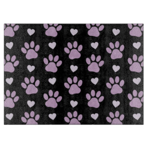 Pattern Of Paws, Dog Paws, Lilac Paws, Hearts Cutting Board