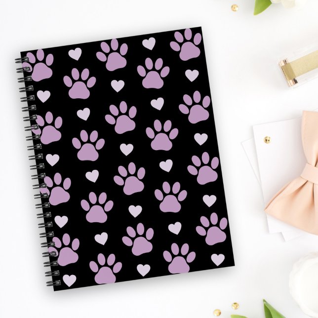 Pattern Of Paws, Dog Paws, Lilac Paws, Hearts Notebook (Creator Uploaded)