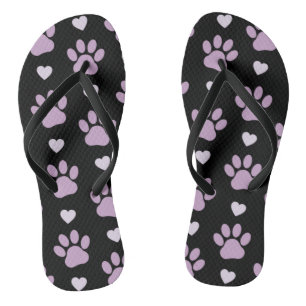 Pattern Of Paws, Dog Paws, Lilac Paws, Hearts Thongs