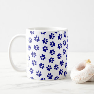 Pattern Of Paws, Dog Paws, Navy Blue Paws Coffee Mug