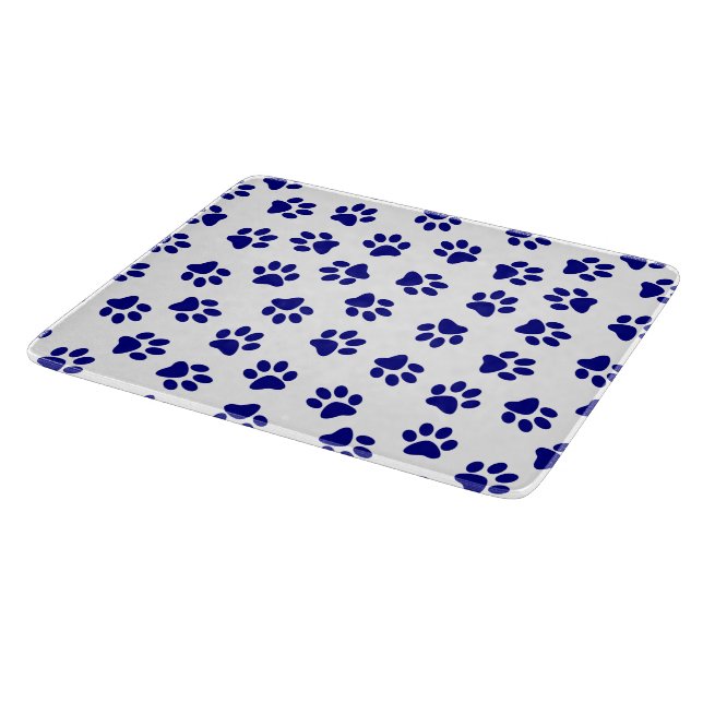 Pattern Of Paws, Dog Paws, Navy Blue Paws Cutting Board (Corner)