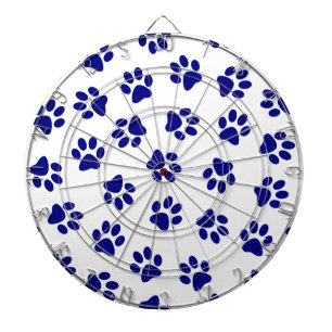 Pattern Of Paws, Dog Paws, Navy Blue Paws Dartboard