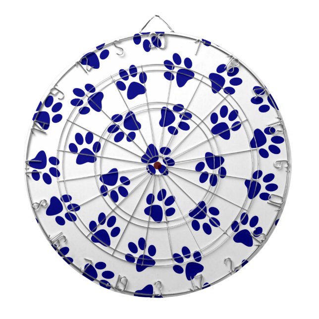 Pattern Of Paws, Dog Paws, Navy Blue Paws Dartboard (Front)