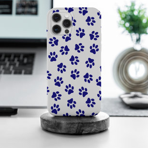 Pattern Of Paws, Dog Paws, Navy Blue Paws iPhone 15 Pro Max Case