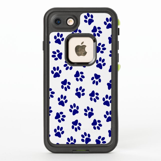 Pattern Of Paws, Dog Paws, Navy Blue Paws LifeProof iPhone Case (Back)