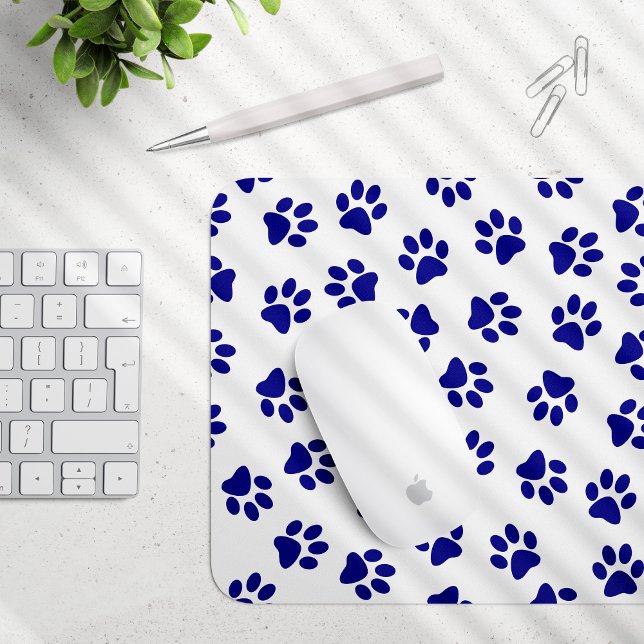 Pattern Of Paws, Dog Paws, Navy Blue Paws Mouse Pad (Creator Uploaded)