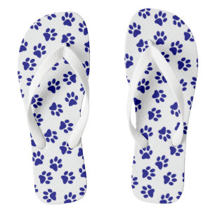 Pattern Of Paws, Dog Paws, Navy Blue Paws Thongs