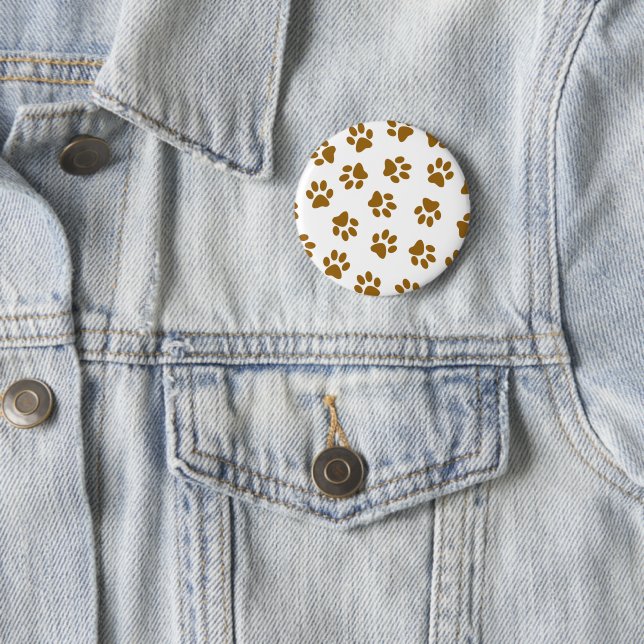 Pattern Of Paws, Dog Paws, Orange Gold Paws 6 Cm Round Badge (In Situ)