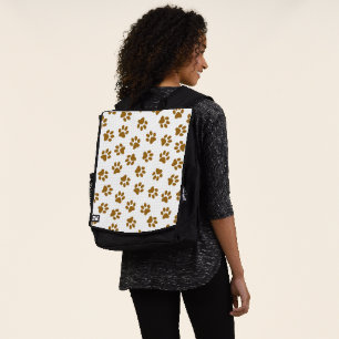 Pattern Of Paws, Dog Paws, Orange Gold Paws Backpack