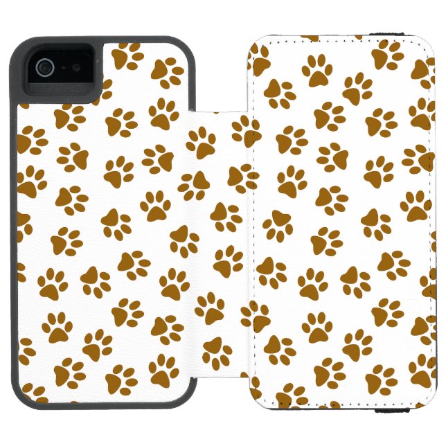 Pattern Of Paws, Dog Paws, Orange Gold Paws Incipio iPhone Wallet Case (Folio Open)