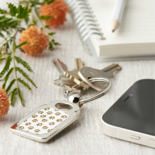 Pattern Of Paws, Dog Paws, Orange Gold Paws Key Ring