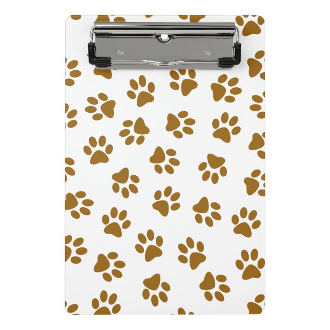 Pattern Of Paws, Dog Paws, Orange Gold Paws Mini Clipboard (Front)