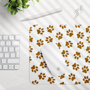 Pattern Of Paws, Dog Paws, Orange Gold Paws Mouse Pad