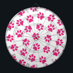 Pattern Of Paws, Dog Paws, Pink Paws Dartboard<br><div class="desc">Cute,  fun and adorable pattern with pink paws on white background. Modern and trendy gift,  perfect for the dog lover in your life.</div>