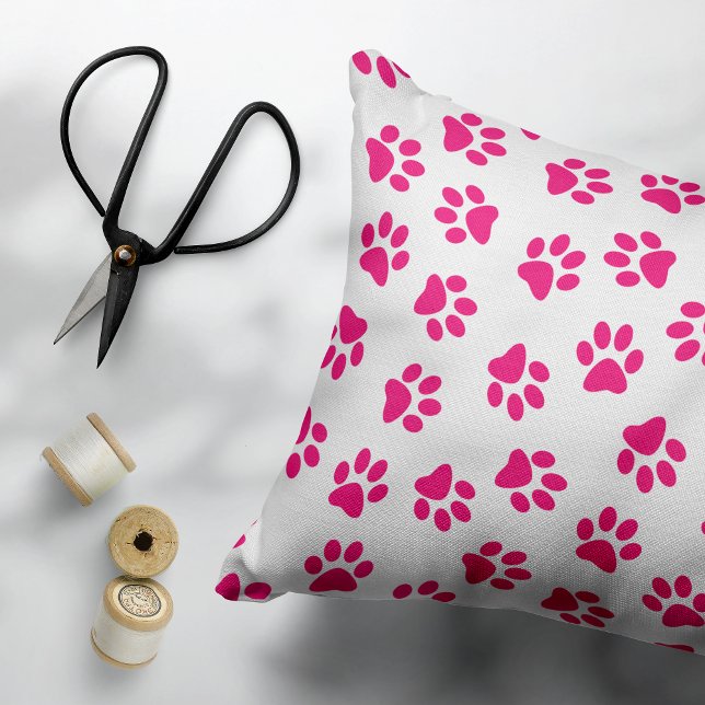 Pattern Of Paws, Dog Paws, Pink Paws Decorative Cushion (Creator Uploaded)