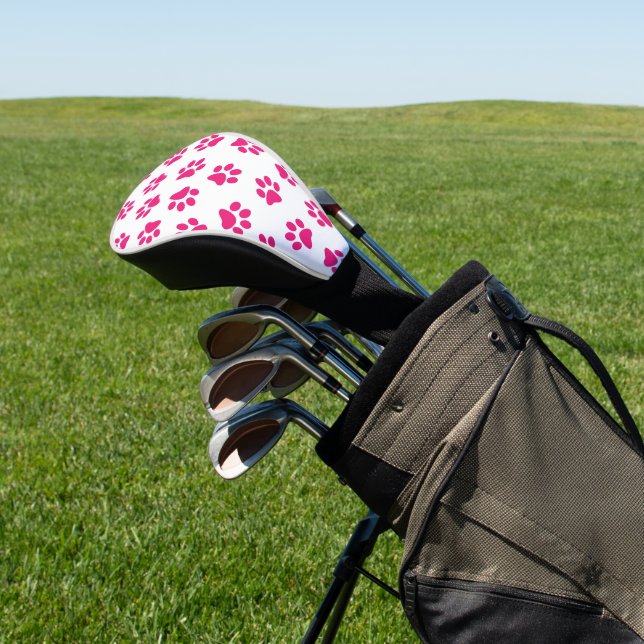 Pattern Of Paws, Dog Paws, Pink Paws Golf Head Cover (In Situ)