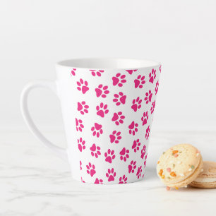 Pattern Of Paws, Dog Paws, Pink Paws Latte Mug