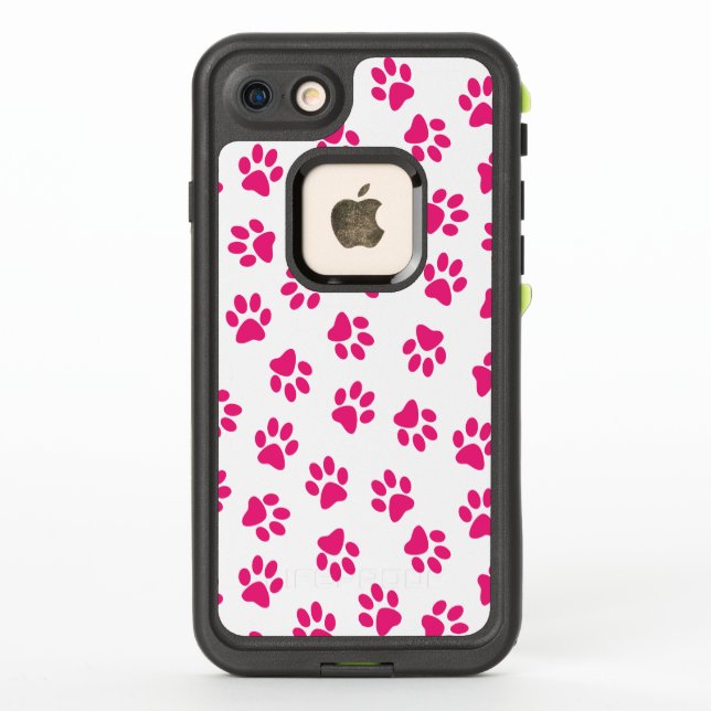 Pattern Of Paws, Dog Paws, Pink Paws LifeProof iPhone Case (Back)