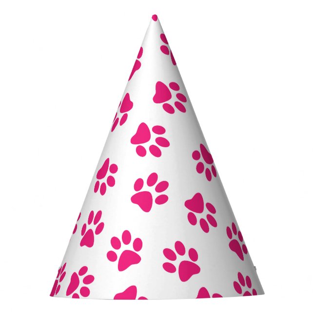Pattern Of Paws, Dog Paws, Pink Paws Party Hat (Front)