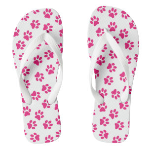 Pattern Of Paws, Dog Paws, Pink Paws Thongs