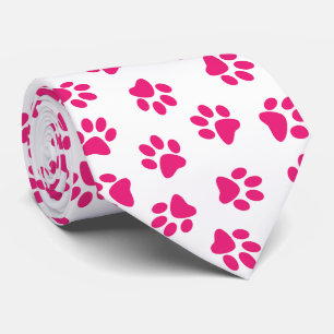 Pattern Of Paws, Dog Paws, Pink Paws Tie